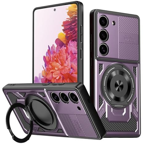Techsuit für Samsung Galaxy S20 FE Hülle mit Militärischer Schutz, Kameraschutz, Integrierter Ständer, Magnetring Kompatibel, Stoßfest, Verstärkte Ecken, RuggedCam Series, PC TPU Hybrid, Lila