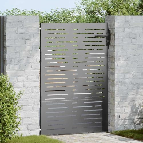 TerTide Puerta Jardin Exterior, Puertas de Exterior, Puerta de Jardín, Puerta de Metal, Puerta Trastero con Cerradura Negro 85 x 125 cm