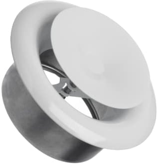 Ø 100mm Difusor de Suministro de Aire - Válvula de Disco Regulada - Rejilla de Ventilación Redonda de Acero - Blanco
