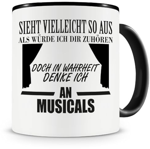 Samunshi® Ich denke an Musicals Tasse Kaffeetasse Teetasse Kaffeepott Kaffeebecher Becher 300ml schwarz