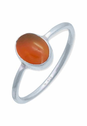 mantraroma Ring Silber 925 Damen Karneol Edelstein orange schlicht modern