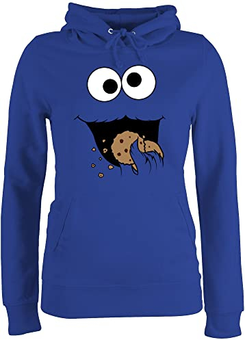 Pullover Damen Hoodie Frauen - Karneval & Fasching - Keks Monster I Krümelmonster I Cookie Monster Fastnacht I Fasnacht I Fasnet - L - Royalblau - patner pullis paare karnevalspullover faschings