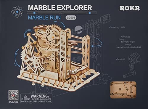 Robotime Marmor Achterbahn Uhrwerk Mechanisches 3D Puzzlespiel Woodcraft Bauset Erwachsene Bastelset Puzzle Geschenk (Lift Coaster)