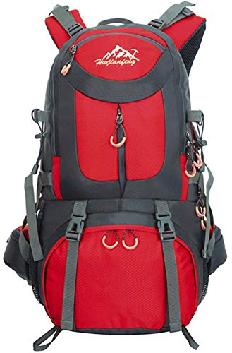 MYMM 50L Sport Outdoor Rucksack, Travel Rucksack, Rucksack Wandern, ideal für Outdoor Sport, Wandern, Trekking, Camping Reisen, Bergsteigen. wasserdichte Bergsteigtasche, Reiseklettern Daypacks(Rot)
