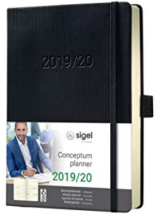 SIGEL C2002 Wochenkalender 2019/2020, 18 Monate, ca. A6, schwarzes Hardcover, Conceptum - weitere Modelle