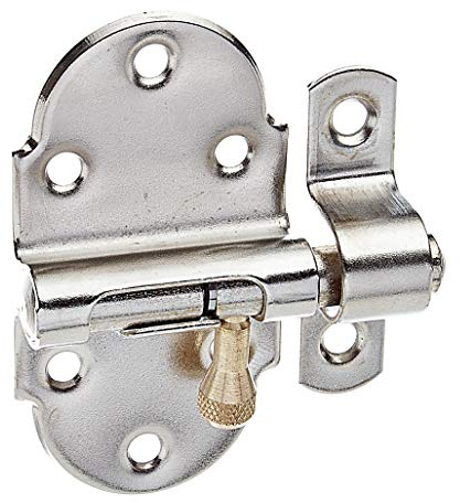 Alberts 128869 Grendelriegel | mit Messing-Knopf | vernickelt | Platte 40 x 75 mm | Bolzen-Ø 9 mm