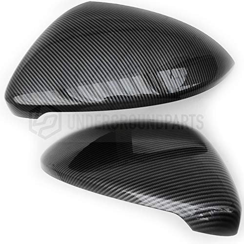 Underground Parts Black Carbon Fibre Effect Door Wing Mirror Covers Caps Pair left and right for VW Golf mk7