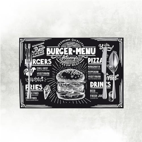 Mank Tischsets aus Papier 40 cm x 30 cm | Platzset ideal für Gastronomie und Feiern | 500 Stück | Burger MENU