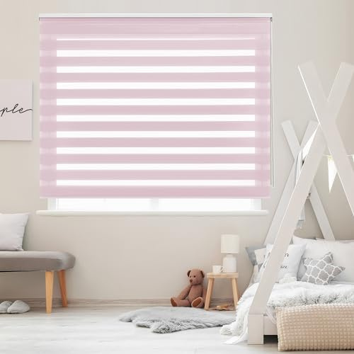 Blindecor Lira doppelrollo - duo rollo tag und nacht Rosa - 120 x 180 cm (Breite x Länge) | Stoffgröße 117 x 175 cm | Fensterrollo zebra