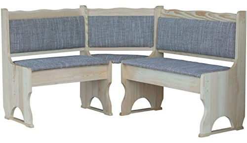 k koma Eckbank Unbehandelt mit Polsterung MASSIVHOLZ NEU - BEIGE (140 x 200)