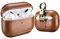 AirPods Pro Ledertasche Hülle, ICARER Echt Leder Vintage Tasche Stoßfeste Schutzhülle Lightweight Case mit Schlüsselbund für Apple AirPods Pro 2019 (LED Frontseite Sichtbar) (Braun)