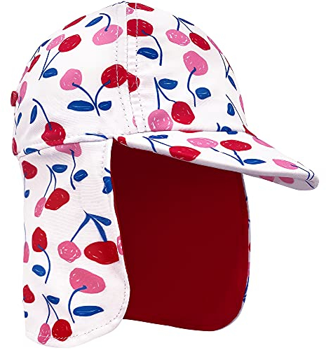 Gifts Treat Kinder Legionäre Hut, UPF 50+ Sonnenschutz Schwimmkappe Flap Hat im Dinosaurier-Muster für Kinder, Jungen Sonnenhut mit Nackenschutz Weiß,54cm/4-6 Jahre