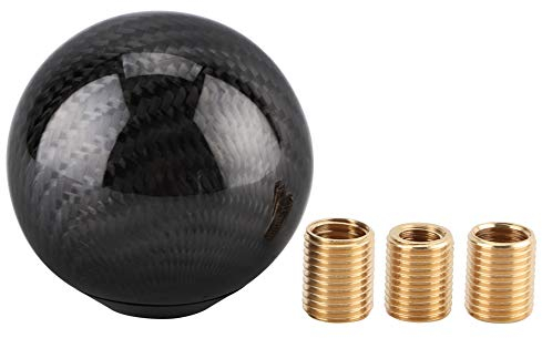 EVGATSAUTO Schaltknauf, Auto Universal Modification Carbon-Schaltknauf Schalthebel mit 3 Metalladaptern (8 mm/10 mm/12 mm)(Schwarz)
