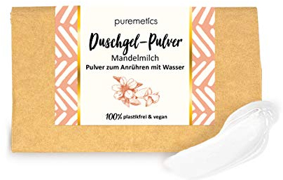 puremetics Zero Waste Duschgel Pulver “Mandelmilch“ (100g = 400ml) | für alle Hauttypen | vegan & plastikfrei