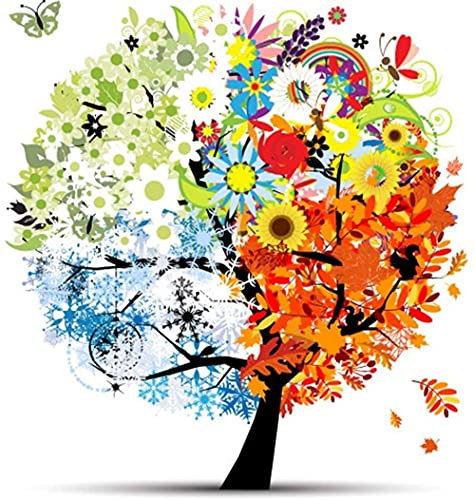 YHX926 Diamond Painting,Arbre des quatre saisons,5D Broderie Diamant kit Complet,DIY Perle Diamant à Coller Tableau Peinture,Canevas Point de Croix Kits pour la Deco Chambre 30x40cm
