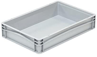DIE BOX FABRIK Eurobehälter 600x400x120mm | geschlossene Box | Aufbewahrungsbox | Kunststoff Kisten | Lagerbehälter mit Griffen | robuste Stapelbox | Eurokiste | Mehrwegbehälter