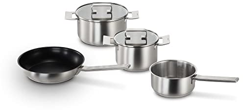 Bosch HEZ9SE040 Hob Accessories, 4-Piece Cookware Set: 3 Pots and 1 Pan, for Electric Hobs and Induction Hobs, Made in Germany