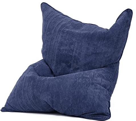 Green Bean Square XXL Indoor Bezug aus Kord 140 x 180 cm - ohne Füllung - Sitzsackhülle, Sitzsackbezug - 600D Oxford, Cord - kuschelig, weich, robust - waschbar, mit Innensack - Dunkelblau
