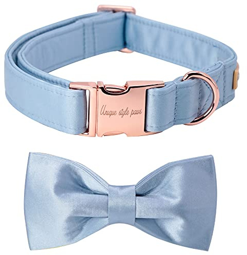 Unique style paws Hundehalsband, Blaue Seidenhundehalsband mit Schleife, weiche Fliege verstellbares Haustierhalsband Geschenk für weibliche oder männliche X-Small Dogs