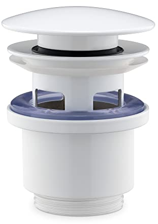 Navaris Tappo Lavandino Bagno Universale Pop Up - Saltarello Bidet Vasca - Valvola di Scarico WC Piatto Doccia - Piletta Click Clack Vasca - RAL 9003