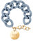ICE - Jewellery - Chain bracelet - Artic blue - Kettenarmband mit blaufarbenen XL-Maschen für Frauen, geschlossen mit einer goldenen Medaille (020356)