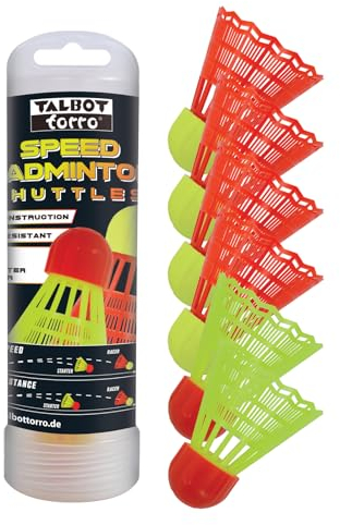Talbot-Torro Volani di Speedbadminton, con Piumaggio Aerodinamicamente Ottimizzato, in Scatola Girevole Richiudibile