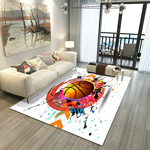 Tapis de Basket-ball de Sport 3D Lettres de Graffiti Tapis de Porte Ado Garçons Filles Tapis Pour Chambre D'enfant Chambre Salon Salle de Bain Cuisine Couloir Tapis de Sol (Couleur 3,120x160 cm)