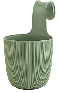 ENGELLAND 1 x Blumentopf zum Hängen, integriertes Drainagesystem, Farbe: Moos-Grün, Ø 15 cm, Pflanztopf-Kübel, Hängetopf, widerstandsfähig, rund, wetterfest, Kunststoff