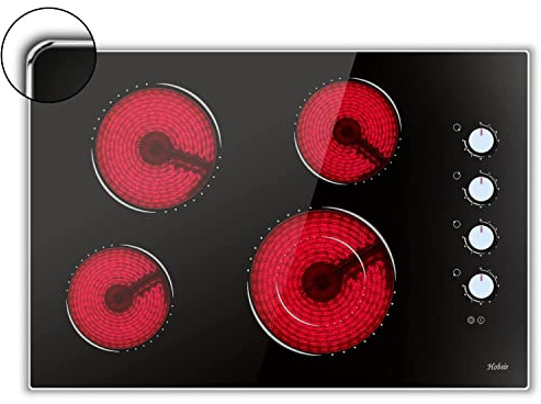Hobsir 30 Inch Electric Cooktop, 4 Burner 6700W Knob Control, 240V Built in