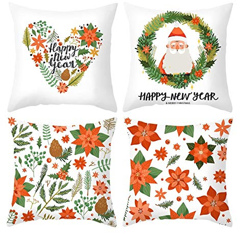 Kissenbezüge 40X40, Stück 4 Weihnachten Home Fashion Kissenhülle Corona Dell'Albero Del Cuore Babbo Natale Neuheit Weihnachtsschmuck
