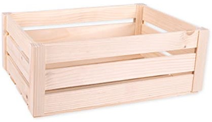 DECOCRAFT Rustic Wood Crates for Storage, Display, and Organisation, Classic Milk Crate or Solid Wooden Box, Vintage DIY Boxes, Natural Pine Plywood Frame 31 x 21 x 12.5cm