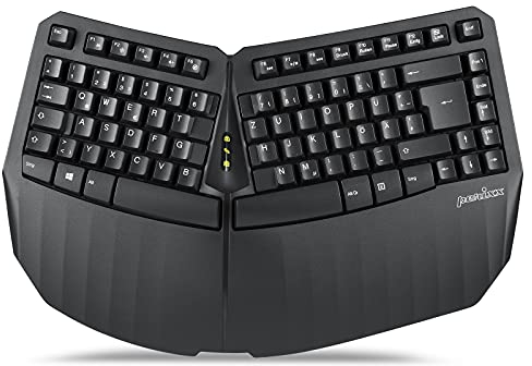 Perixx PERIBOARD-613B Kompakte kabellose ergonomische Tastatur mit geteiltem Tastenfeld und Handballenauflage, Dualmodus - Bluetooth und 2.4 GHz; Kompatibel mit Windows 10 und Mac OS X, DE QWERTZ