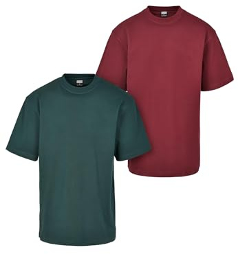 Urban Classics Herren T-Shirt Tall Tee 2-Pack, 2er Pack T-Shirt für Männer, Baumwolle, Gerippter Rundhals, erhältlich in vielen Farben, Größen S-6XL