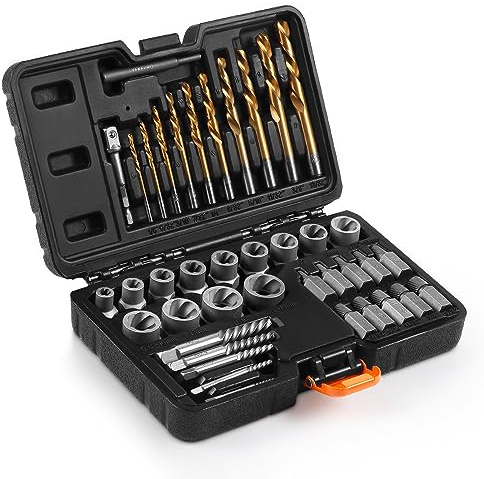 YEKEPRO 40 Pcs Broken Bolt Extractor Kit with Easy Out Screw Extractor Set | with Multi-Spline Extractors, Left Hand Drill Bit Set for Damaged, Stripped, Rusted, Frozen, Rounded-Off Bolts, Nuts & Screws