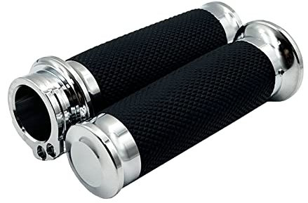 Motorrad Griff Motorrad 1 25mm Handgriffe Lenkergriffe Schwarz Chrom Für Harley Touring Road King Electra Glide Dyna Sportster XL Softail Motorrad-Lenkergriffe (Color : Chrome)