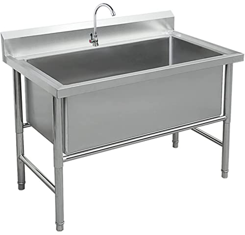 REOTEL Fregadero de servicios de acero inoxidable independiente, fregadero comercial Fregadero industrial, fregadero de servicios públicos, 1 fregadero comercial de cocina,80cm/31in