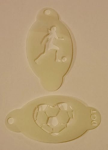 2 x Schablonen für Gesichtsbemalung mit Fußball-Motiv, 190 Mikron, Mylar-Kunststoff, flexibel, Weltmeisterschaft
