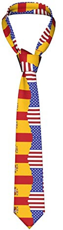 FAIRAH Corbata estampada con temática de esquí, perfecta para atuendos diarios, Bandera de España Americana, Taille unique