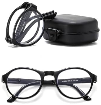 Suertree Faltbare Lesebrille Blaulichtfilter Brille Augenoptik Tragbar Anti-Blau Sehhilfe für Damen Herren Lesehilfe mit Etui Schwarz +2.0X