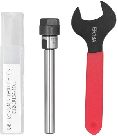 Straight Shank Collet Chuck Holder, CNC Milling Tool Extension Rod with ER16A Wrench, Collet Chuck Tooling Holder for CNC Milling Machines, Manganese Steel