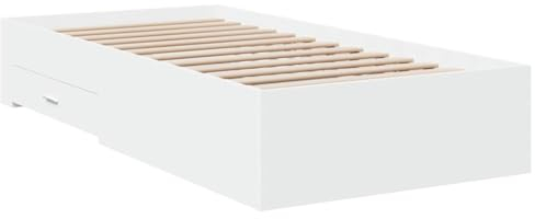 vidaXL Cama con Cajones, Somier Individual de Invitados, Estructura de Cama, Mueble para Dormitorio, Madera de Ingeniería Blanco 100x200 cm
