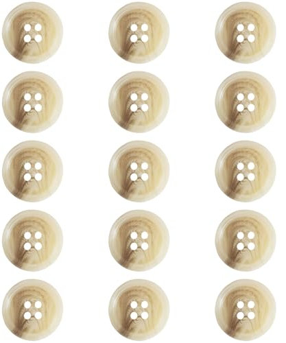 ftiemlovde 15 Stück 4 Loch Bunte Knöpfe zum Annähen Selber Machen Basteln（Weiß 25mm）