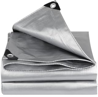 SDGHH-8MMDM Segeltuch Wasserdicht Wasserdicht Sichtschutz Balkon Reißfest UV-Schutz Nach Mass Polyestergewebe Mit Seil Sonnenschutz Markise Für Pool Und Glasdach,Silber,3m*15m