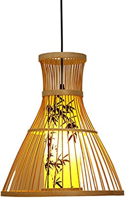 CHUNGYANG Lampe À Suspension En Tissage De Bambou Lampe Suspendue De Style Chinois Lustre D'abat-jour Tissé À La Main Vintage Pour Îlot De Cuisine Luminaire De Plafond Boho Pour Ferme, Sous-sol Lanter