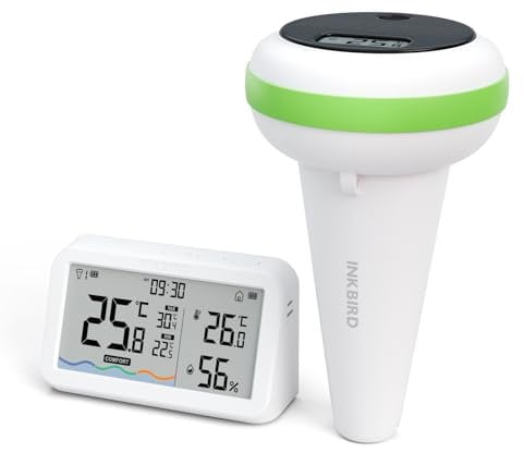 Inkbird IBS-P03R Solar-Pool-Thermometer, kabellos, Schwimmbad-Thermometer, IP68, wasserdicht, mit Innenmonitor, für Pool, Spa, Teich
