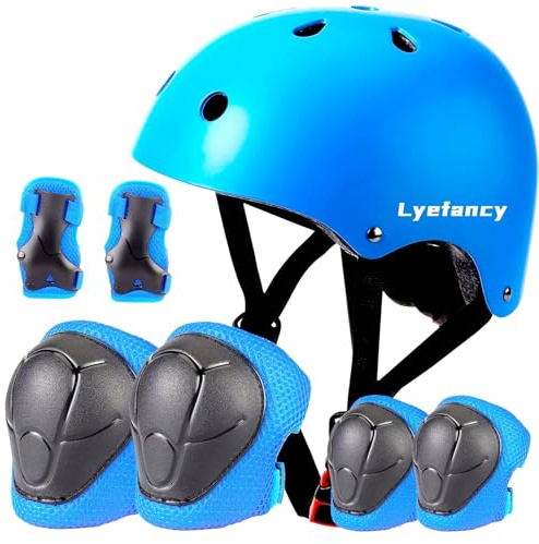 Lyefancy Kinder-Fahrradhelm und -polster, Set für 3–13 Jahre alte Jungen und Mädchen, Kleinkind-Helm-Schutzausrüstung, verstellbare Sicherheit, Kinderhelm, Ellenbogen-Knieschoner, Set für Roller,