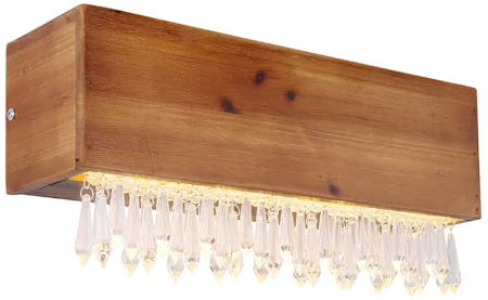 Globo LED Wandleuchte abwärts schwarz opal 12 Watt klar braun Kunststoffkristalle Holz