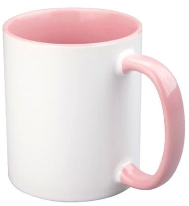 Sublimation Blanks Mugs, 11oz Ceramic Coffee Mug, Matte White Outside Mugs with Handle, Restaurant Large Cups for Coffee Tea Cocoa Cappuccino Cereal, Colorful Inside Machine Washable