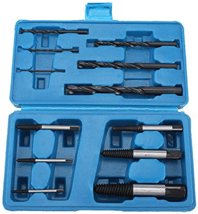 MUNEFE 12Pcs Steel Screw Extractors and Drill Bits Guide Set, Broken Screws Removing Hand Tools