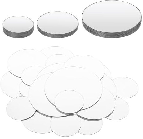 Psyqtsuary 40 hojas de espejo redondas, azulejos de espejo autoadhesivos, calcomanías de espejo adhesivas en espejos, azulejos pequeños de espejo para manualidades, 3 tamaños